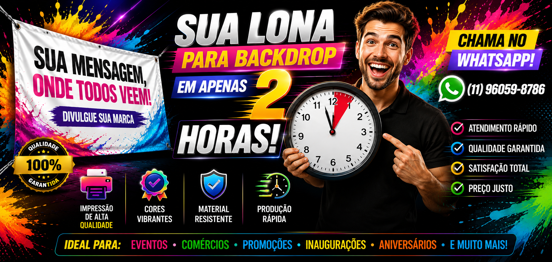 Backdrop Lona com reforço e ilhós