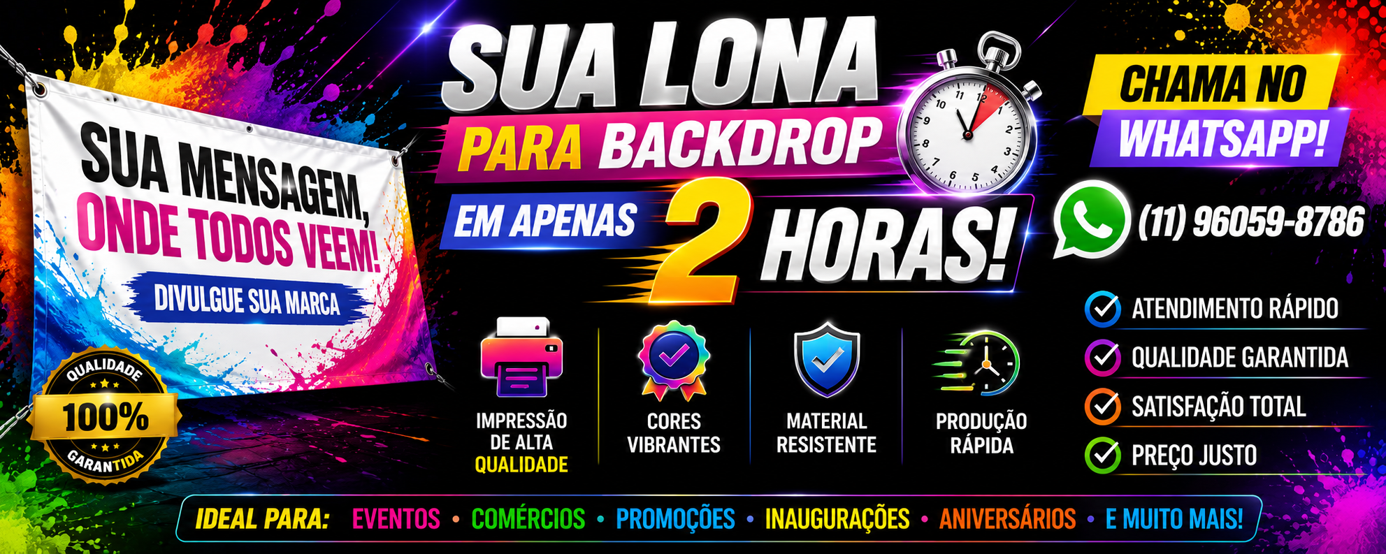 Backdrop Lona com reforço e ilhós