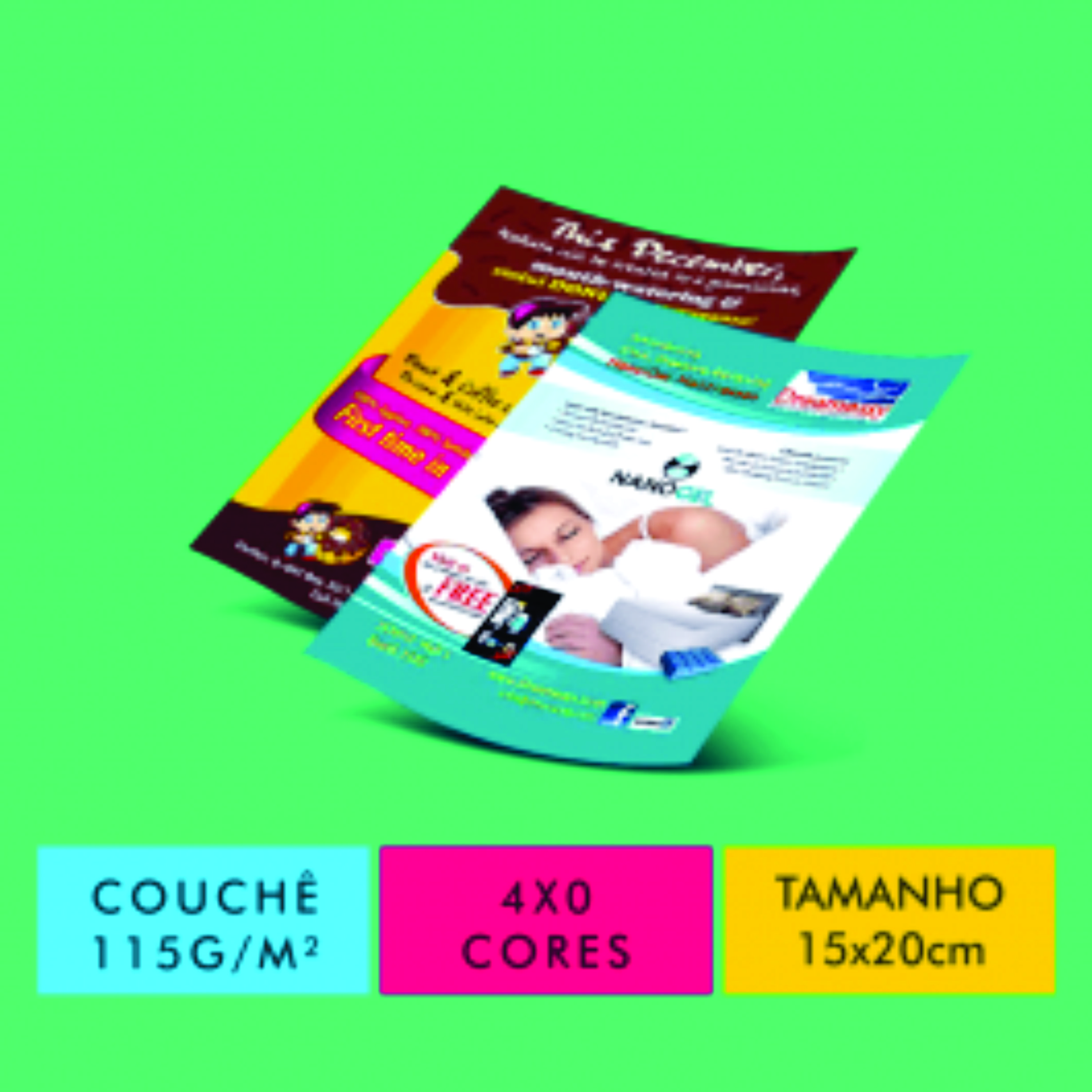 Folhetos em Couchê 150gr - 15x20cm - 4x0 cor