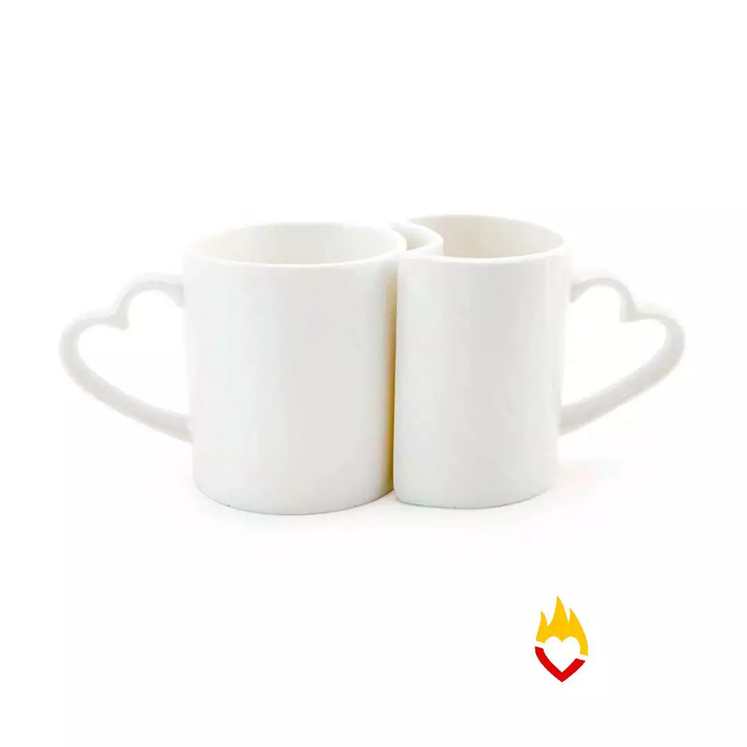 Caneca Love Dupla - Alça Coração - 325ml