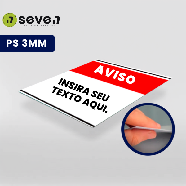 PLACA PS 3MM - COM ADESIVO VINIL