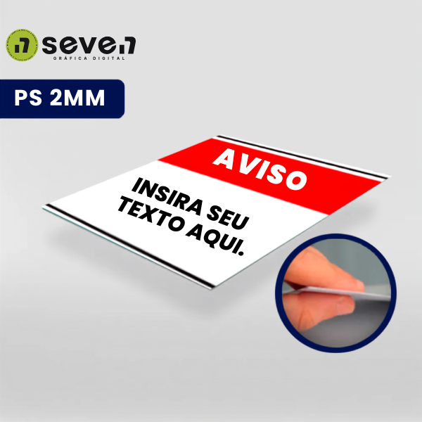 PLACA PS 2MM - COM ADESIVO VINIL