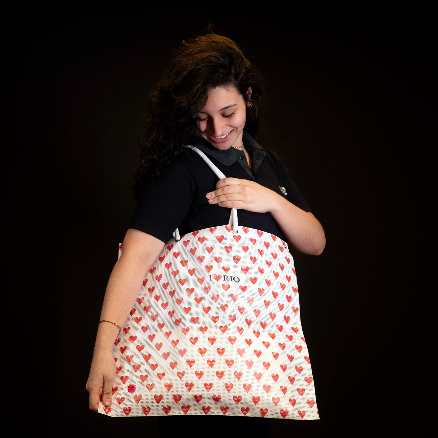 Especial - Bolsa Lona Furadinha Branca - Design Exclusivo - I LOVE RIO