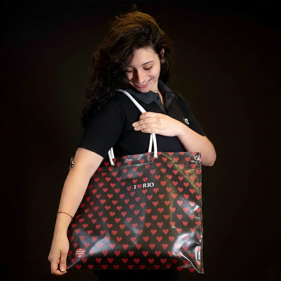 Especial - Bolsa Lona Furadinha Preta - Design Exclusivo - I LOVE RIO