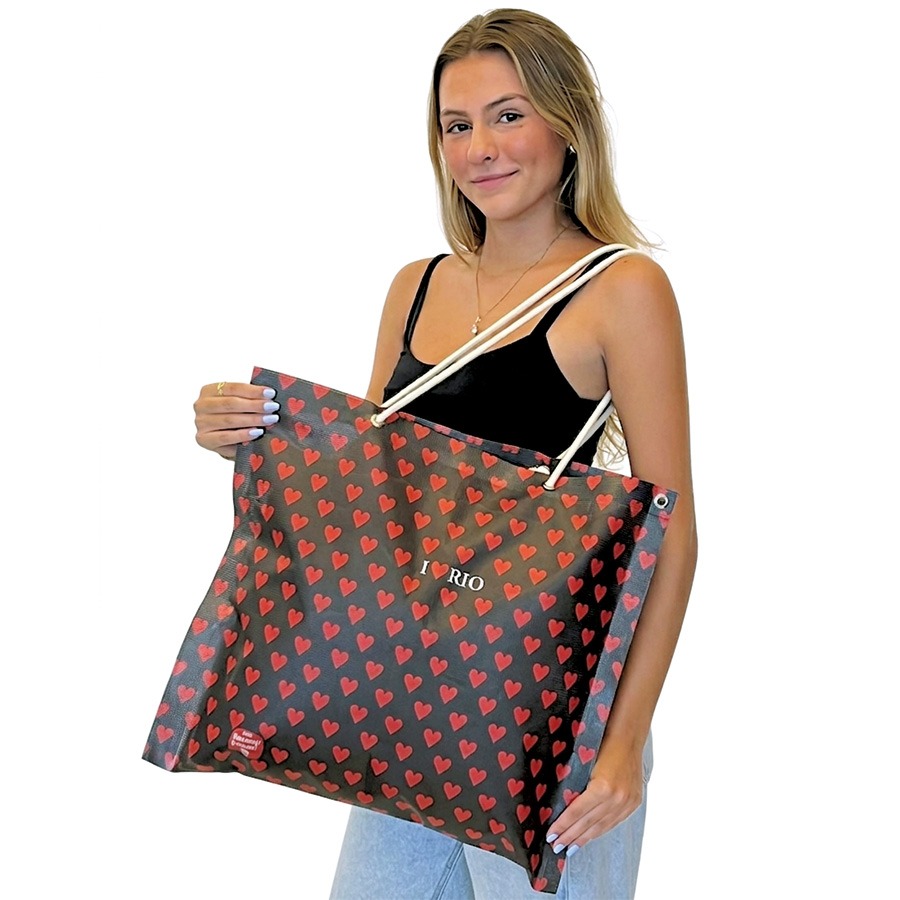 Especial - Bolsa Lona Furadinha Preta - Design Exclusivo - I LOVE RIO