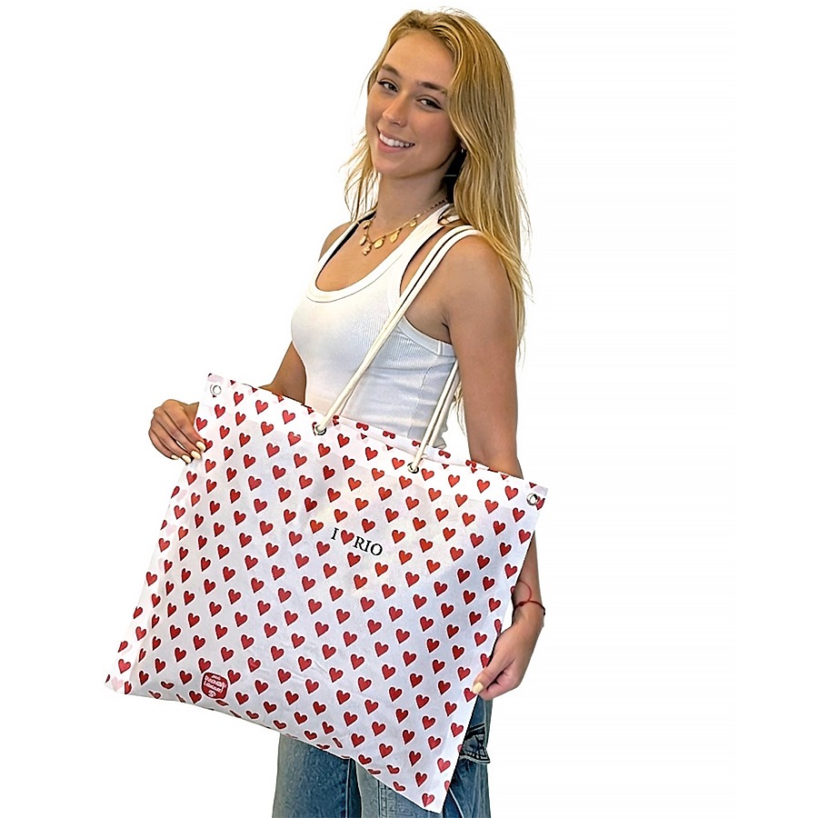 Especial - Bolsa Lona Furadinha Branca - Design Exclusivo - I LOVE RIO