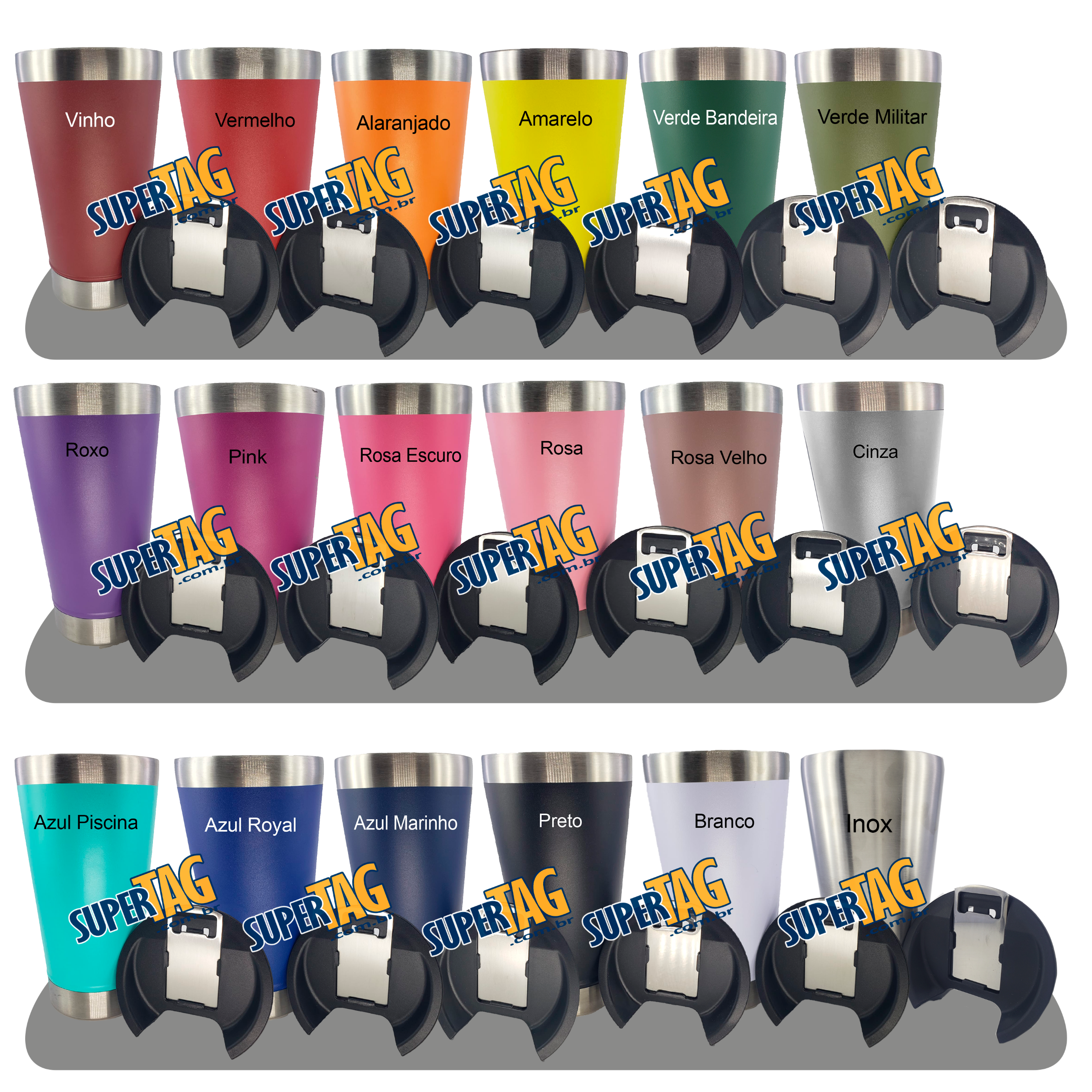 Copo Térmico Inox com Tampa e Abridor - 500 ml