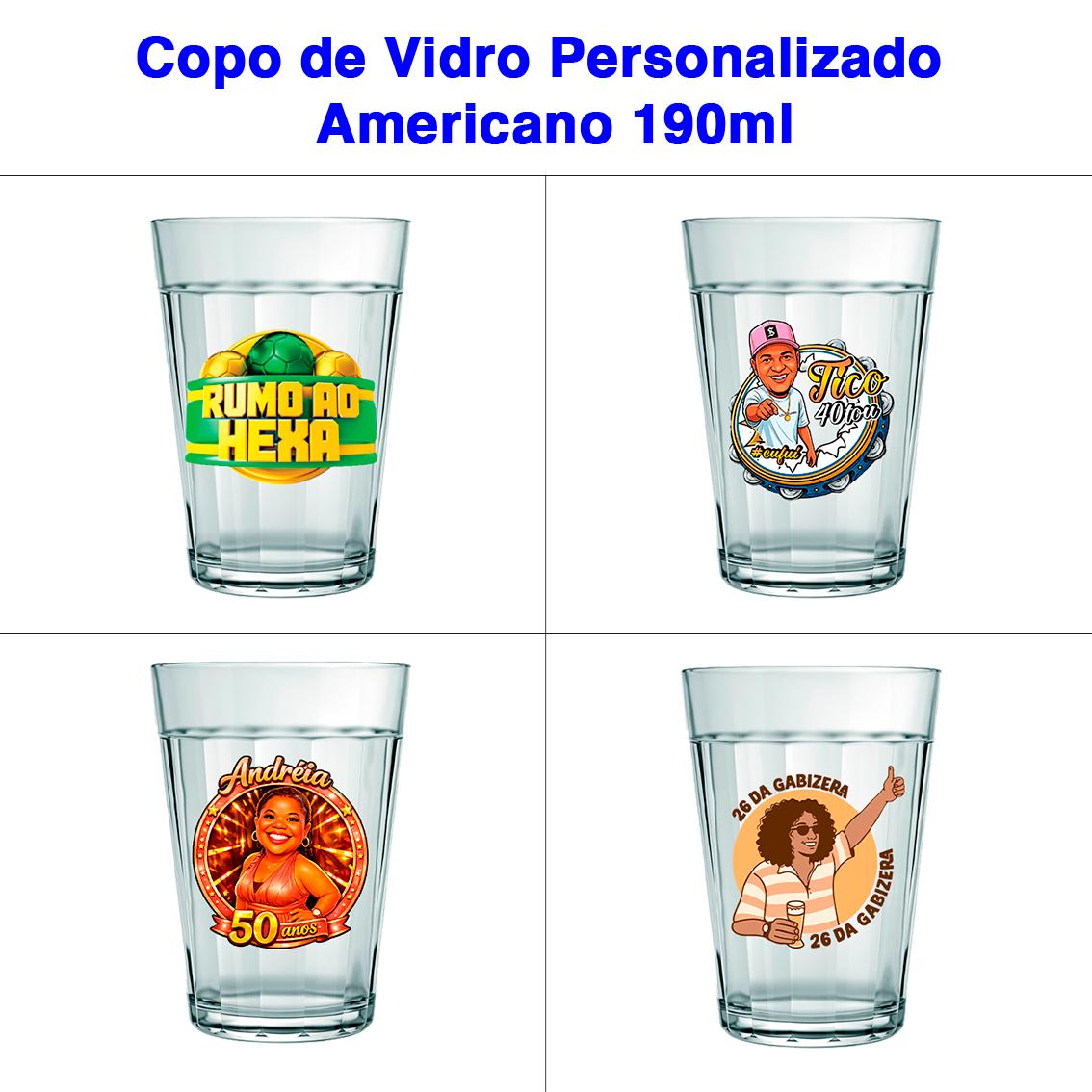 Copo de Vidro Personalizado - Americano 190ml