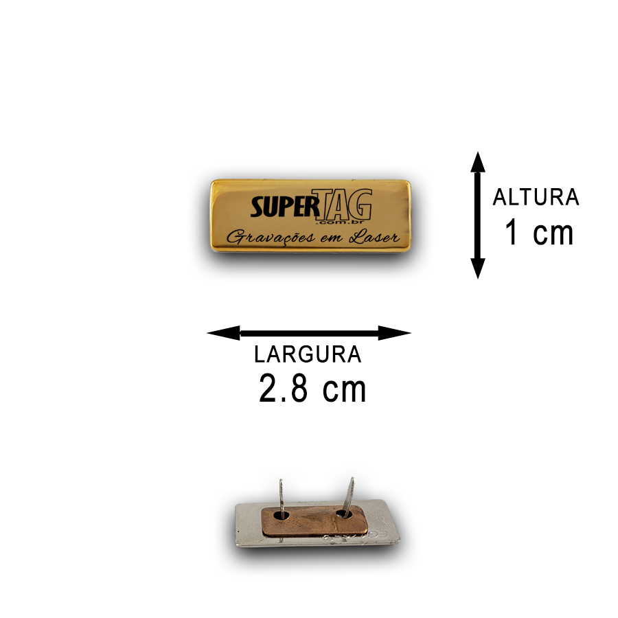 Plaquinha Etiqueta de Metal - 2,8x1 cm - Personalizada