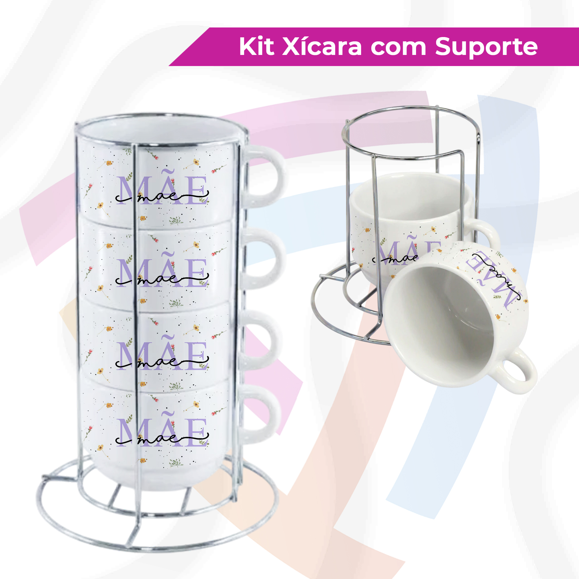 Kit de Xícaras com Suporte