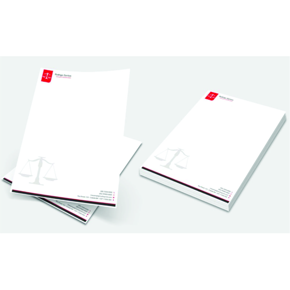 Papel Timbrado 21x31 cm 4/0 Cor papel off set 75g