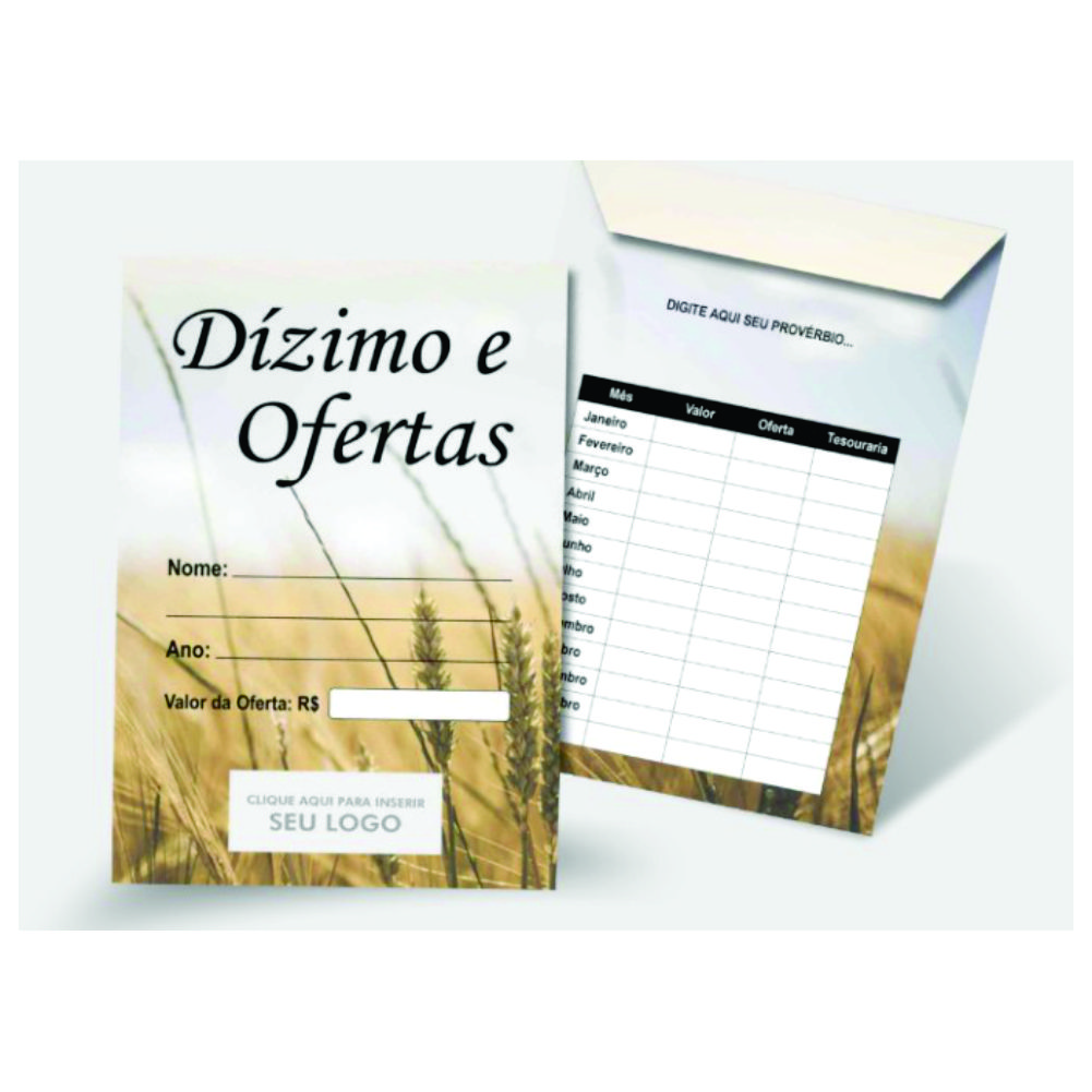 Envelopes (DÍZIMO E OFERTAS) 11X17 CM 4/0 COR EM PAPEL OFF SET 120G