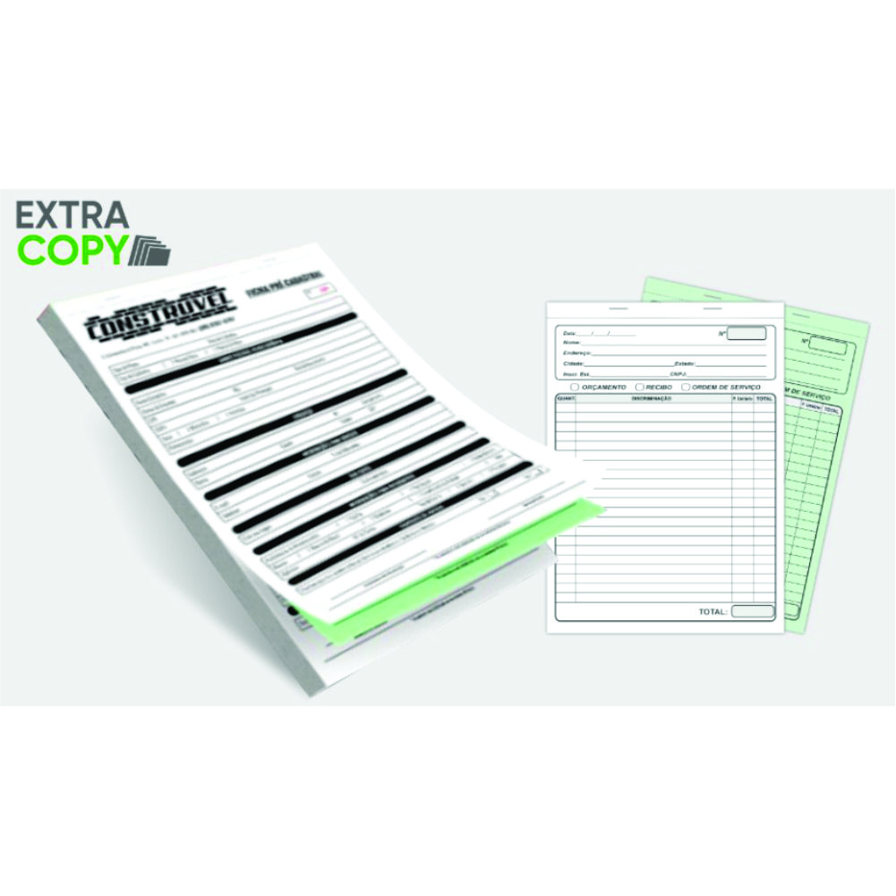 Bloco 21x31 cm 1/0 cor 50x2 vias PAPEL EXTRACOPY