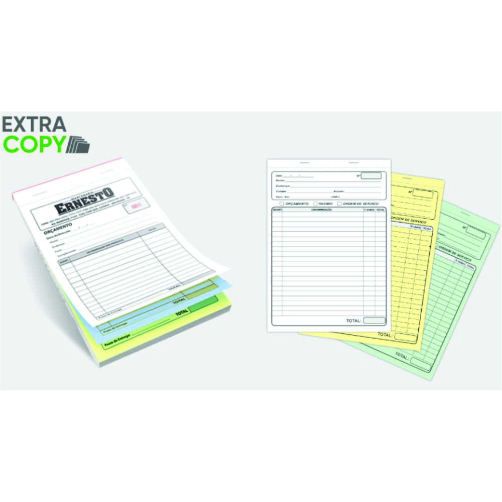 Bloco 10x15 cm 1/0 cor 25x3 vias PAPEL EXTRACOPY