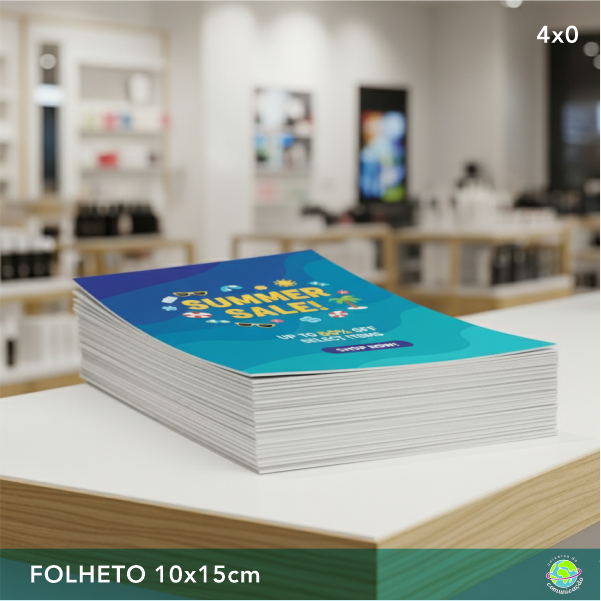 Folhetos 10x15cm | Panfletos | Flyers | 4x0 cores