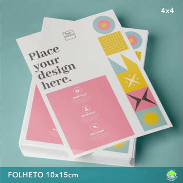 Folhetos 10x15cm | Panfletos | Flyers | 4x4 cores