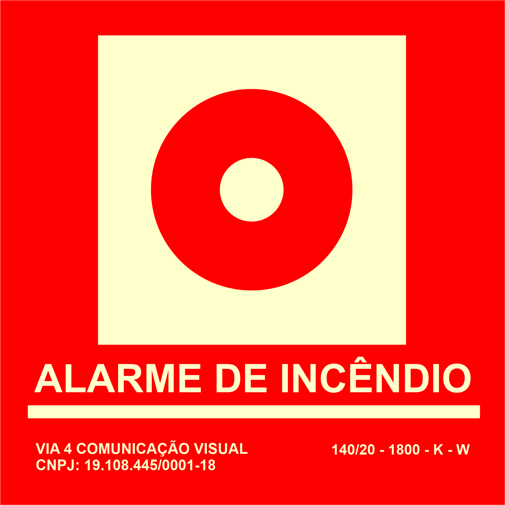 PLACA ALARME DE INCÊNDIO EM PVC