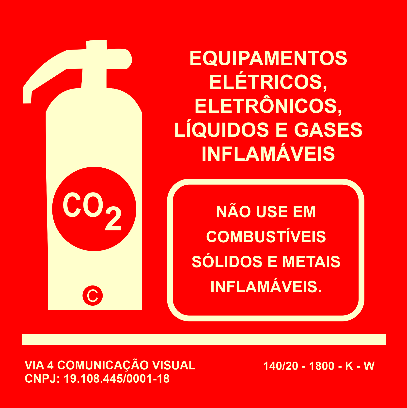 PLACA EXTINTOR CO2 EM PVC