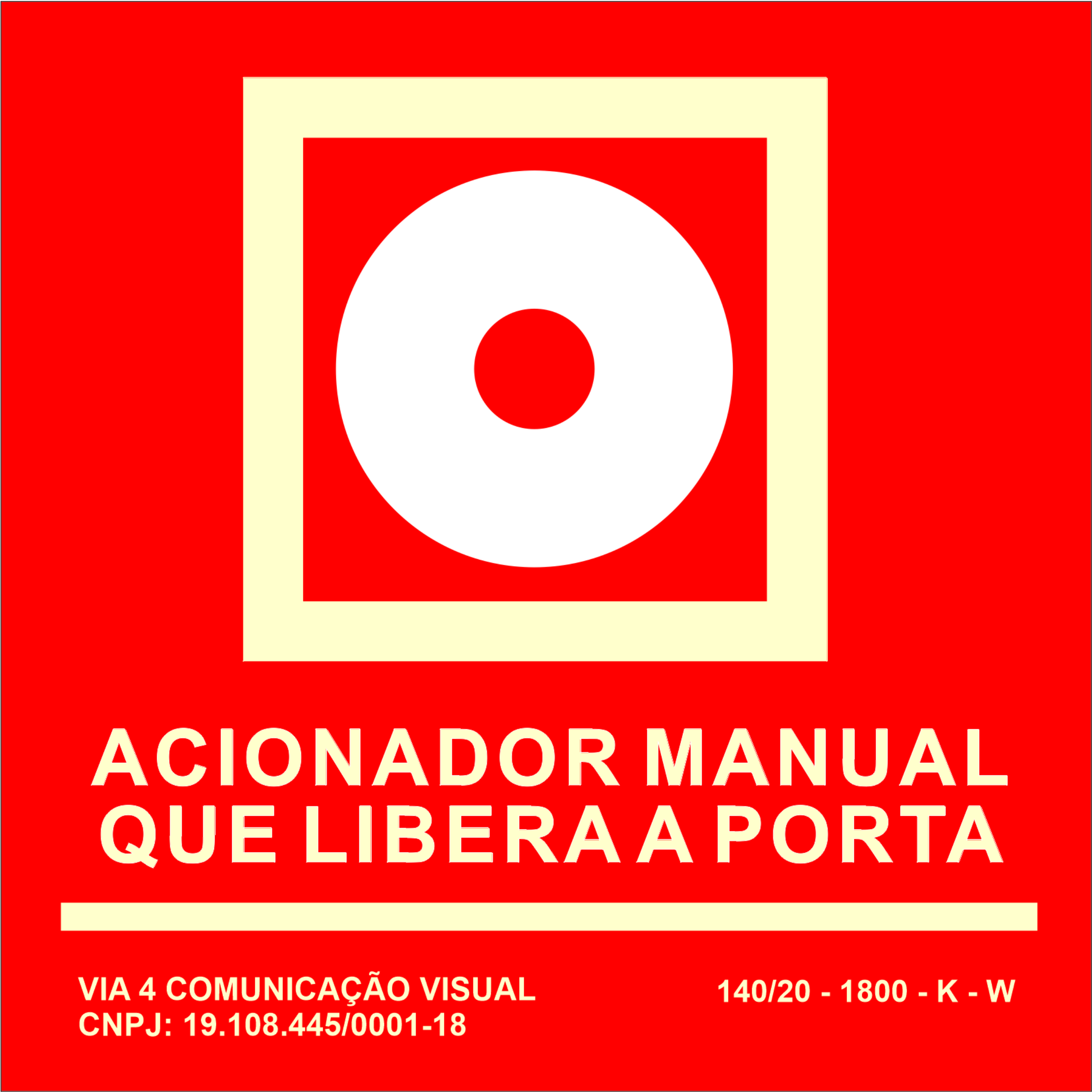 PLACA DE ACIONADOR MANUAL ACRÍLICO