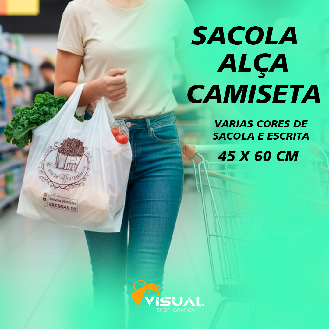 SACOLA PLÁSTICA ALÇA CAMISETA 45x60 CM