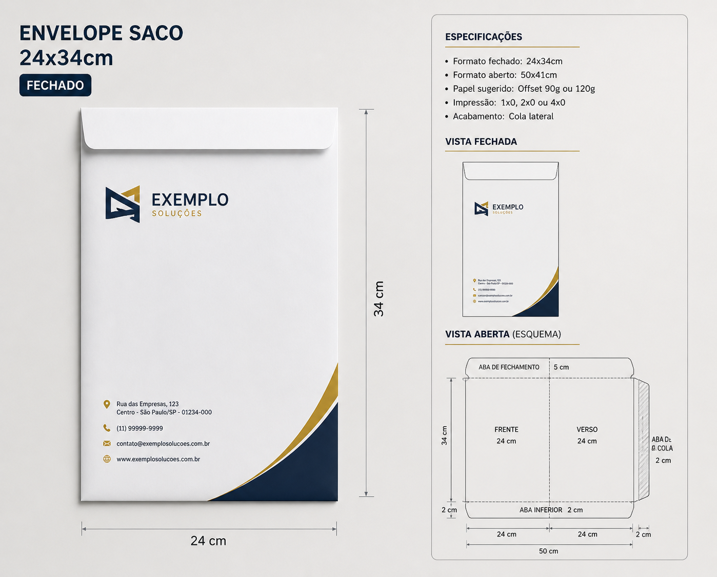Envelope saco 24x34 cm - Papel off set