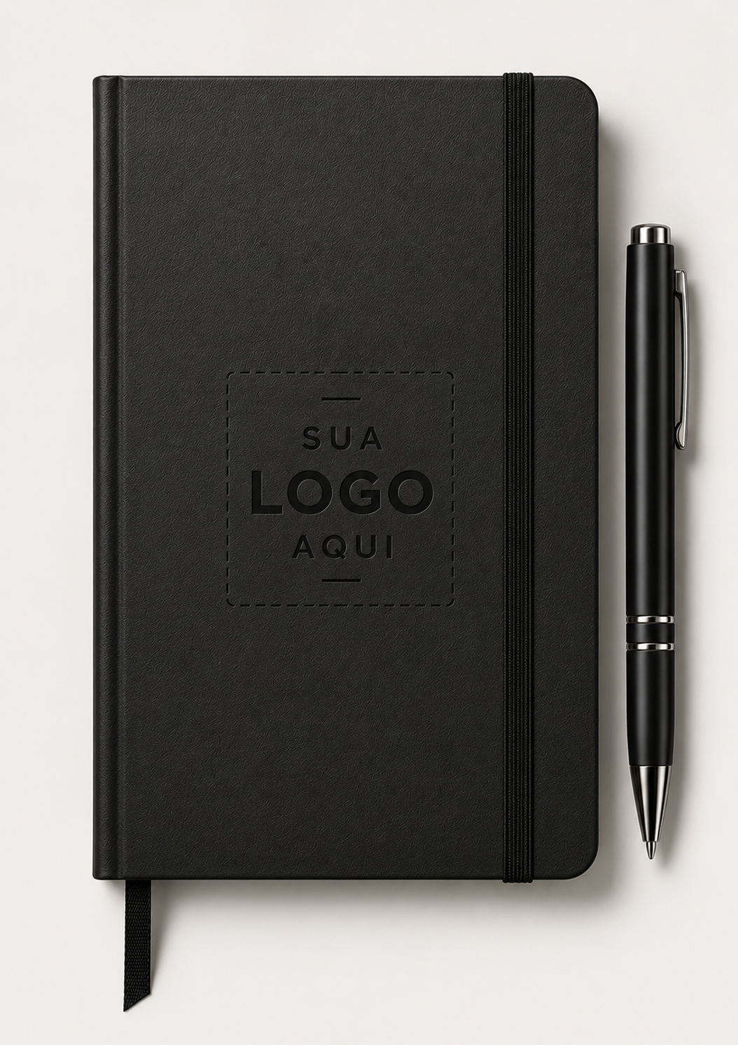 Moleskine - Capa dura cartonada - 14x20cm - Personalizada - 80 folhas + caneta - 1x1 cor  - 10 unidades