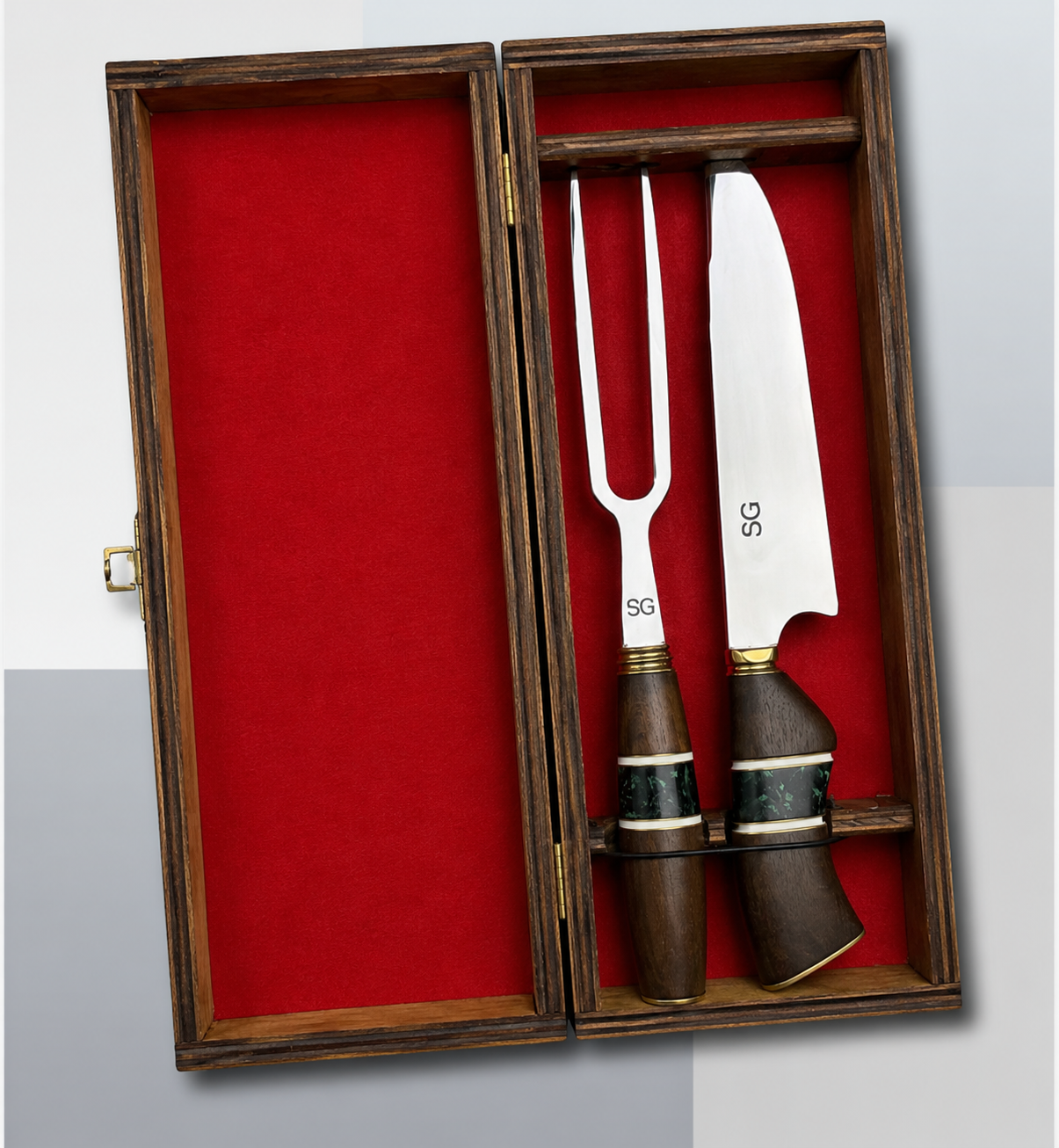 Conjunto faca e chaira - aço inox  - cabo aleatório - 8 polegadas
