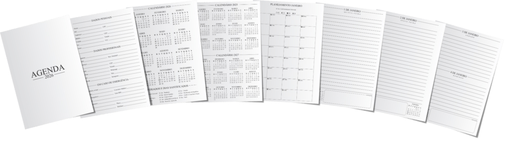 Miolo de agenda personalizada 2026 Classico