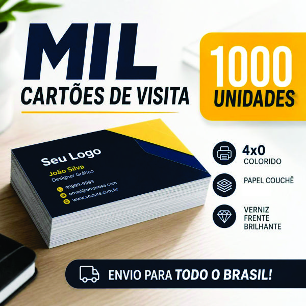 1000 Cartão de visita 4x0 cores PROMOÇÃO